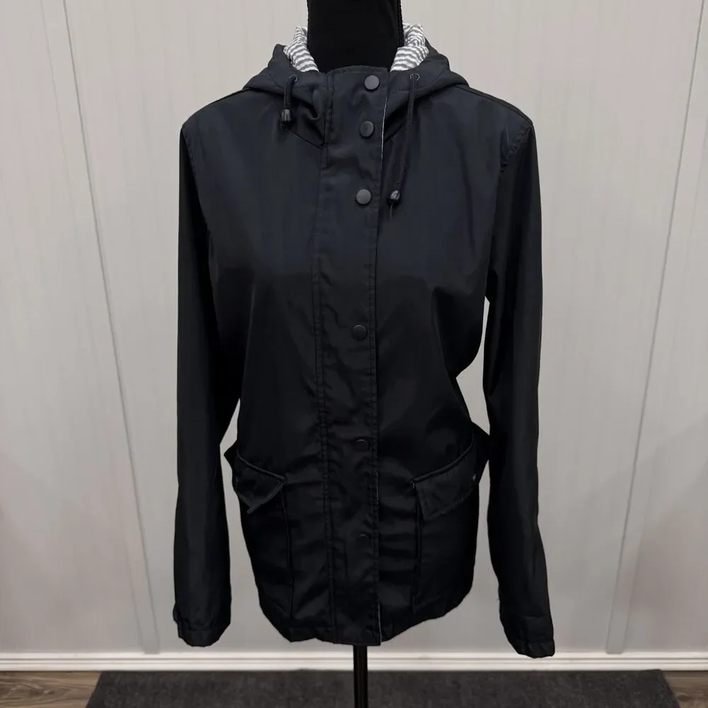 Thread & Supply Women's Large Navy Blue Full Zip Hooded Rain Jacket